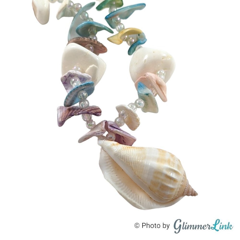 Conch Shell & Shell Chip Multicolor Pastel Beaded… - image 8